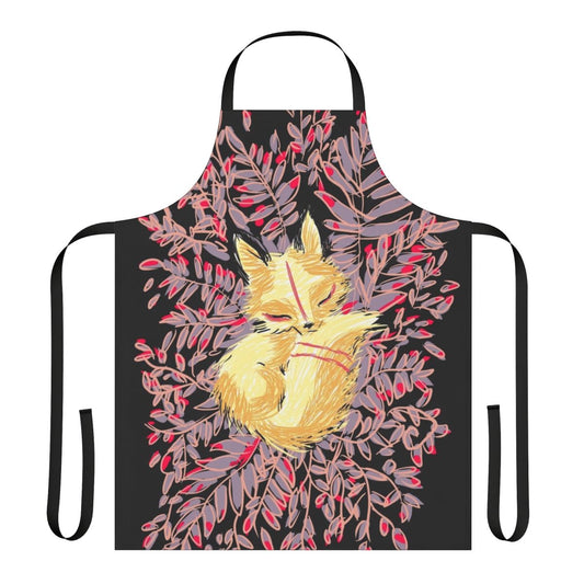 Vibrant autumn-colored apron with a beautiful red fox design, perfect for fox enthusiasts.