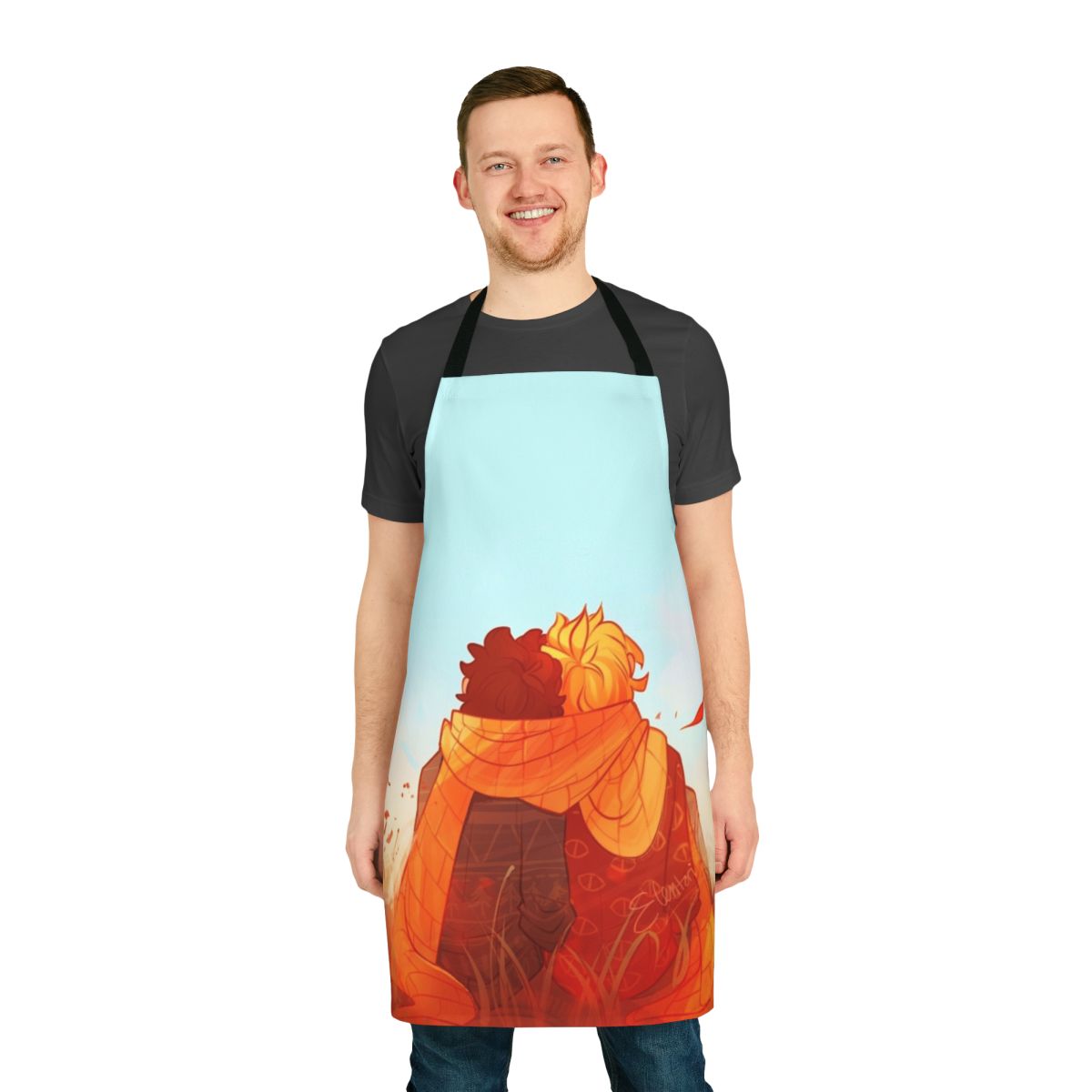 A handmade apron featuring a fall-inspired design
