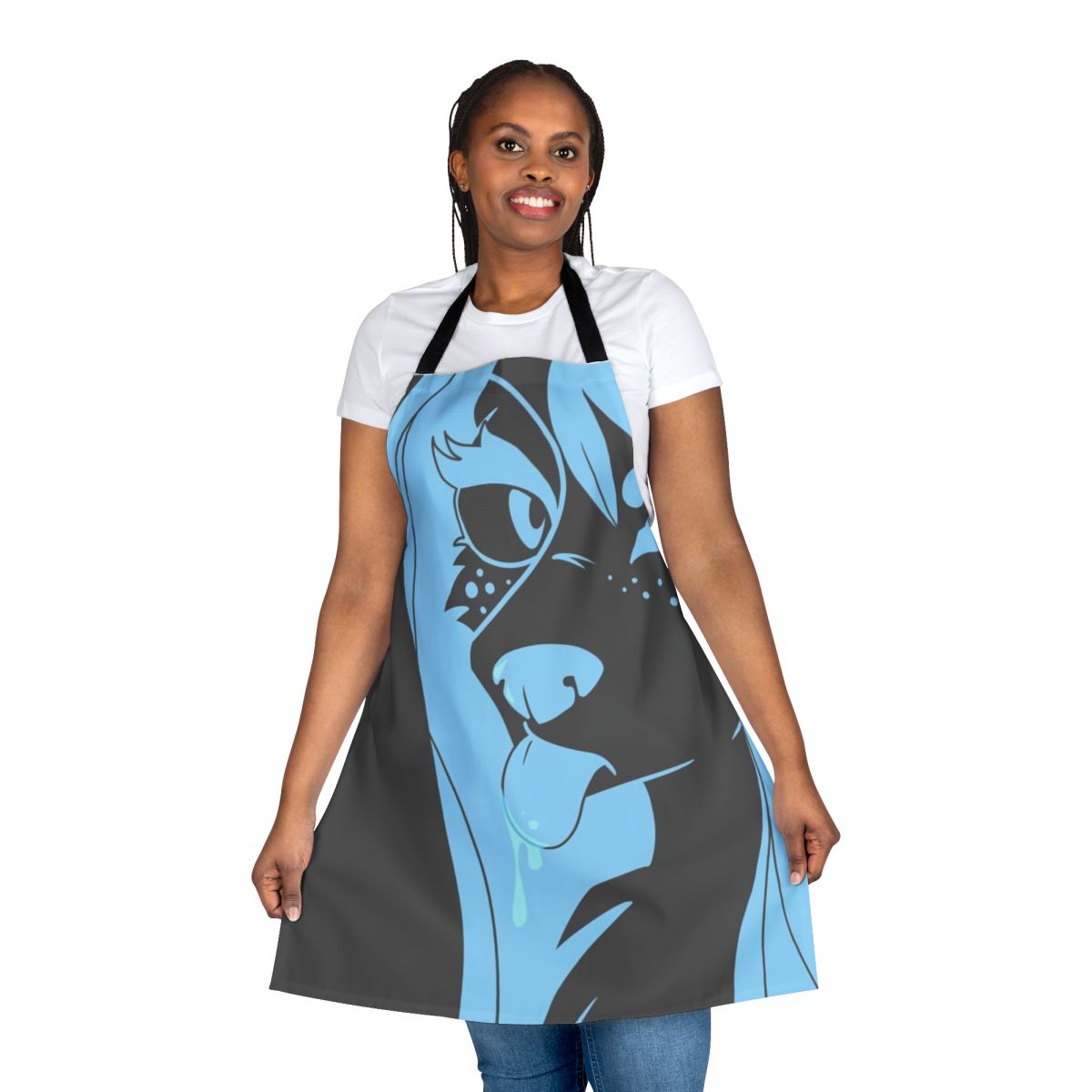 Plush furry apron with animal-inspired design