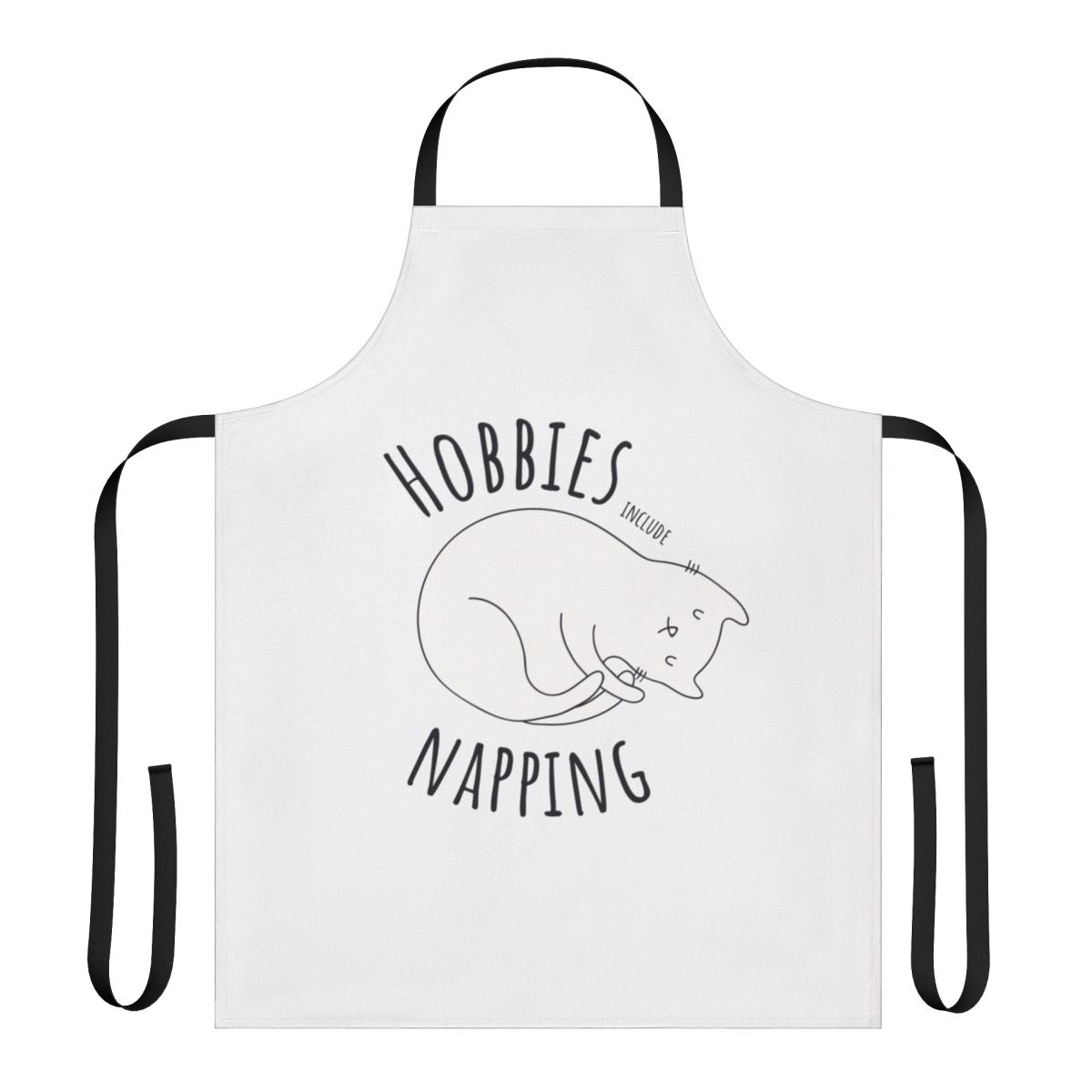 Hobbies Include Napping Apron with Adorable Cat Graphic
