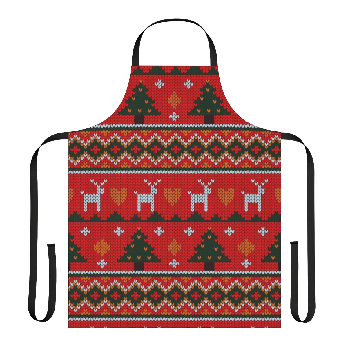Handmade knitted Christmas apron with a festive holiday design