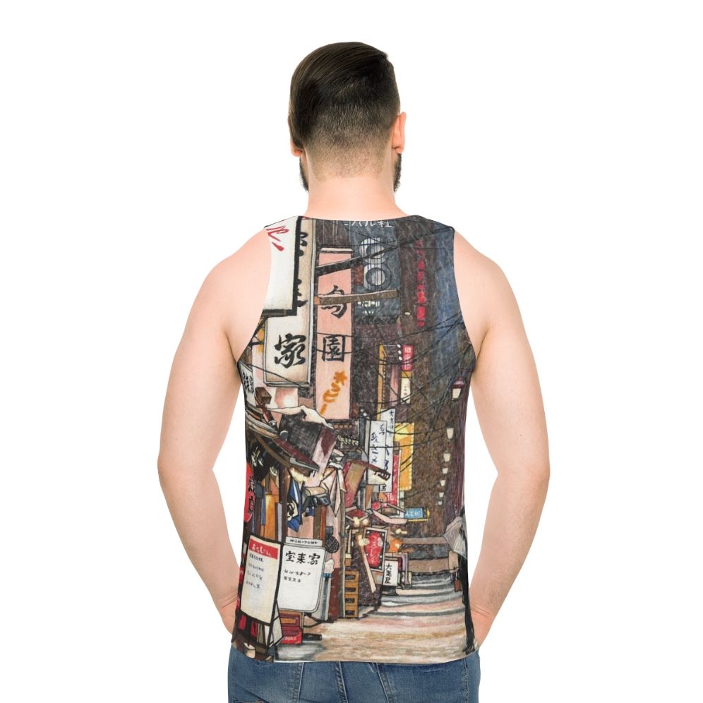 Unisex tank top with winter night scene in Japan