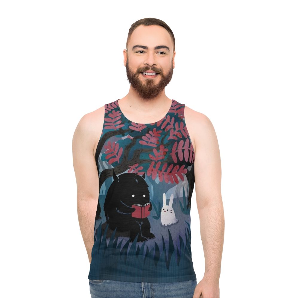 Cozy literary nature unisex tank top