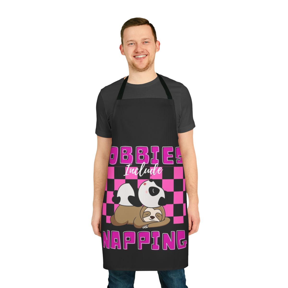 Hobbies Include Napping Apron with Cute Napping Animals Design
