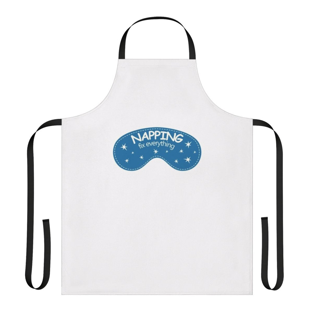 Apron with text "Napping Fix Everything" and napping-themed graphics