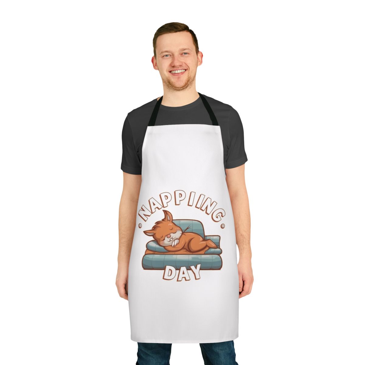 A comfortable and stylish apron featuring a napping-themed design, perfect for nap lovers and those who enjoy daytime napping.