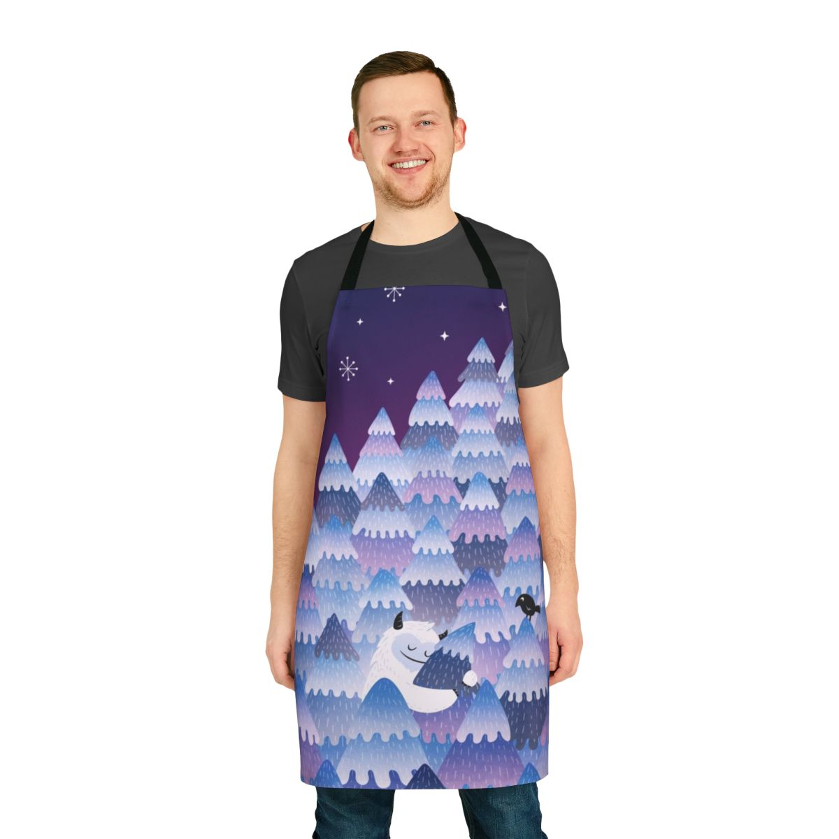 A cozy night apron featuring a forest creature design, perfect for tree huggers.