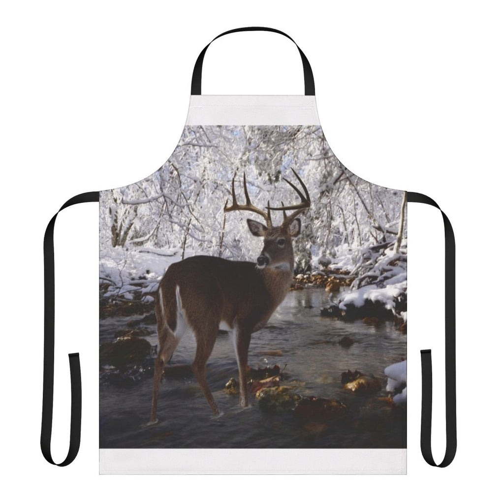 Whitetail deer designed apron for winter cooking and home decor