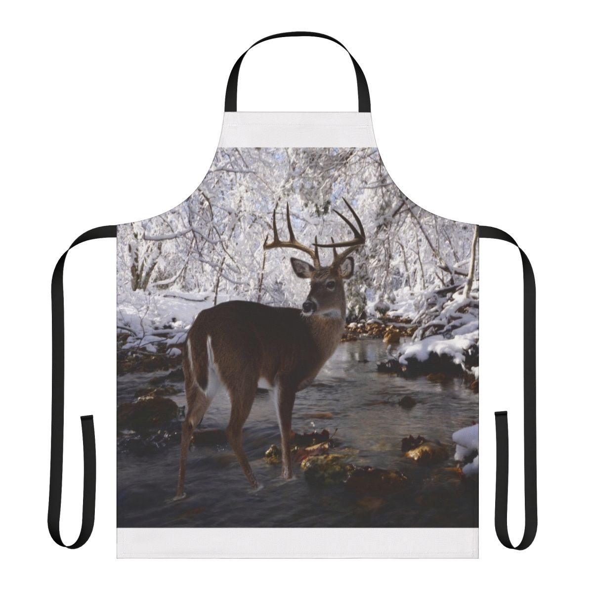 Whitetail deer designed apron for winter cooking and home decor