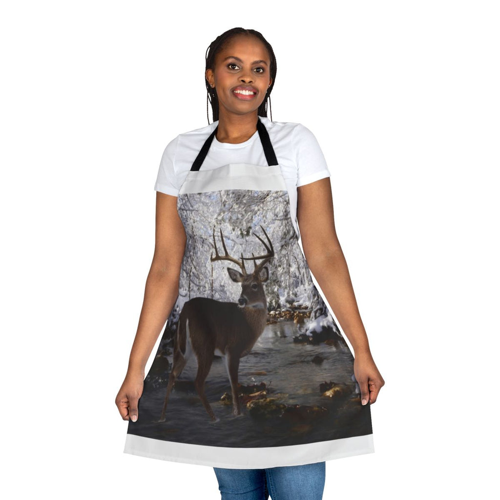 Whitetail deer designed apron for winter cooking and home decor