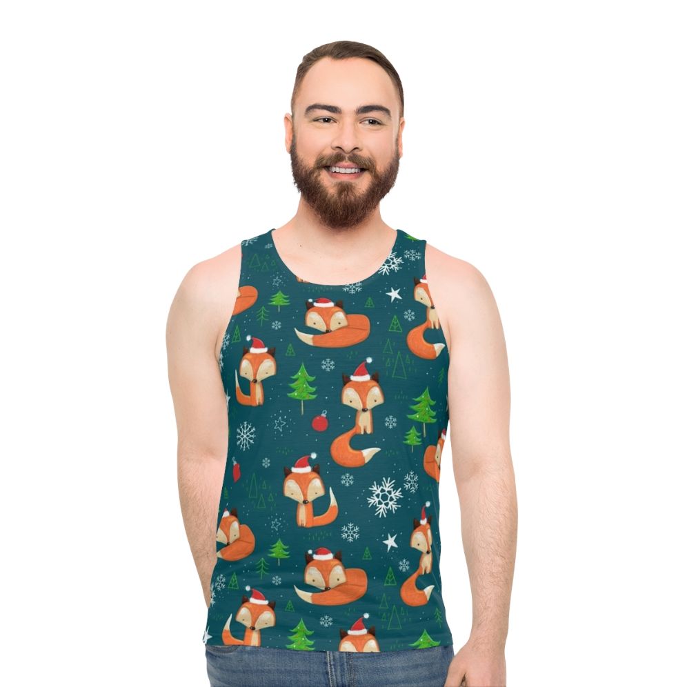 Cozy Winter Fox Christmas Holiday Unisex Tank Top