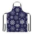 Cozy winter apron with a simple, elegant snowflake pattern in blue and white