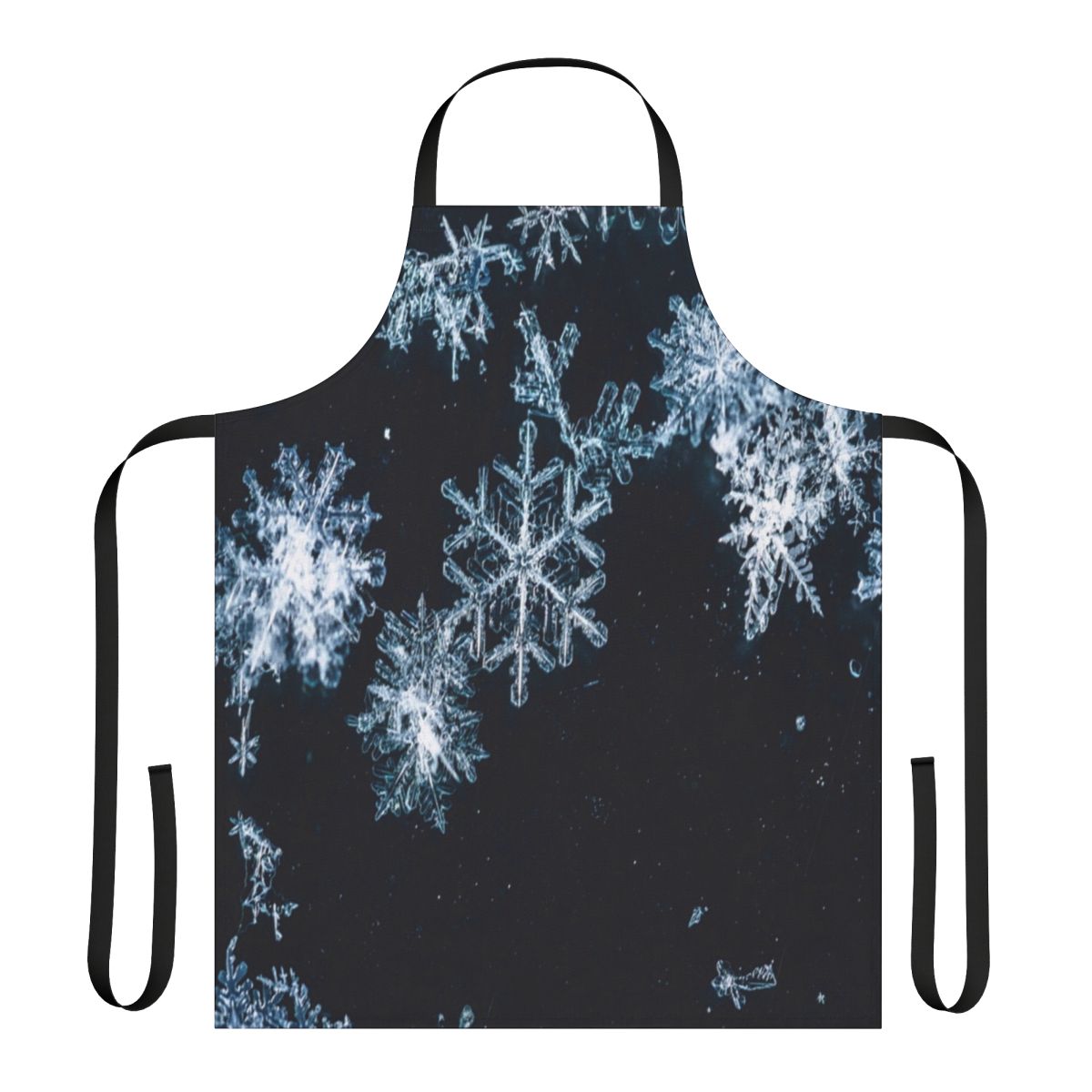 Black and white snowflake pattern on a high-quality apron