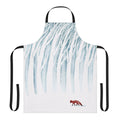 Apron with a winter storm, forest, and fox design