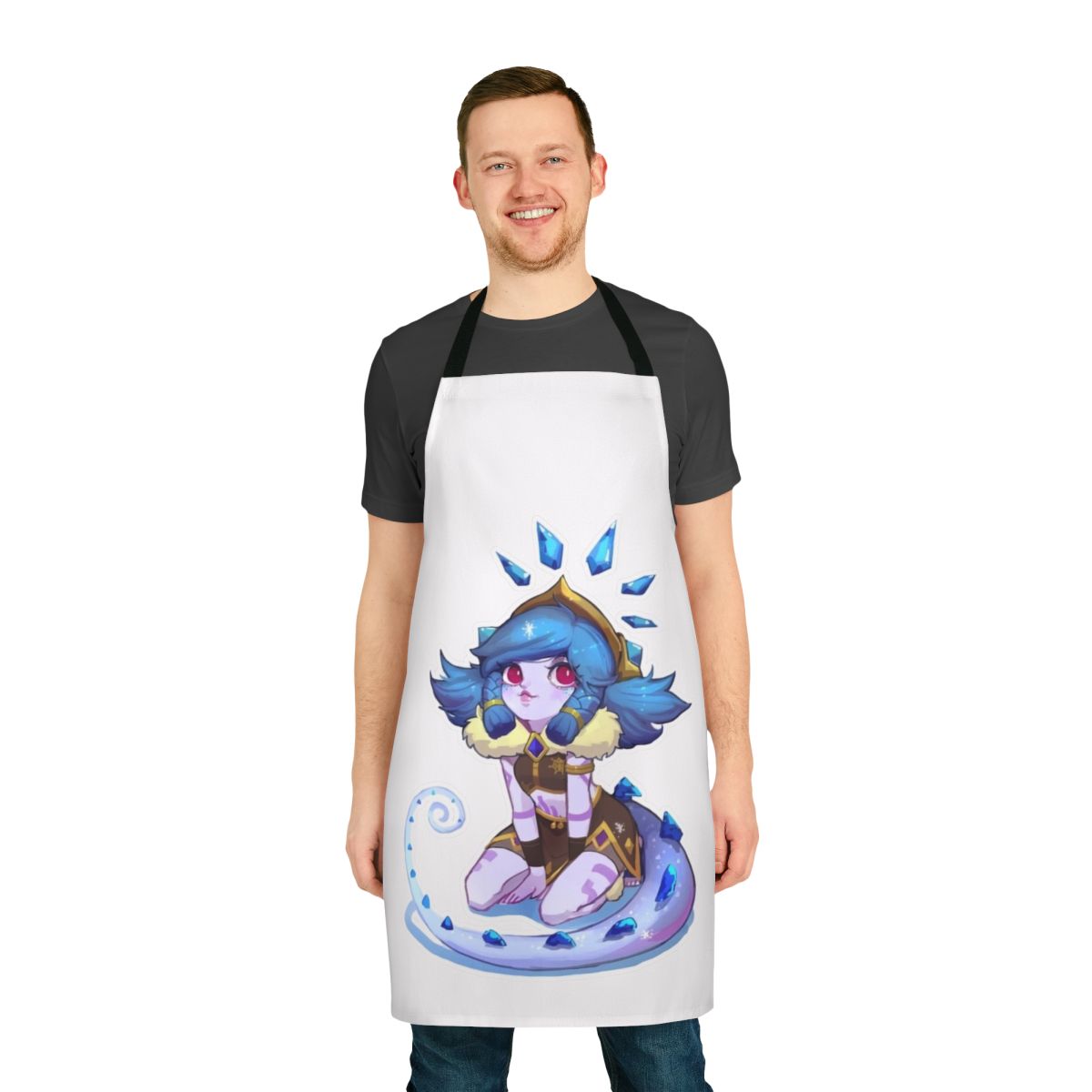 Adorable winter-themed Neeko apron from the League of Legends gaming universe
