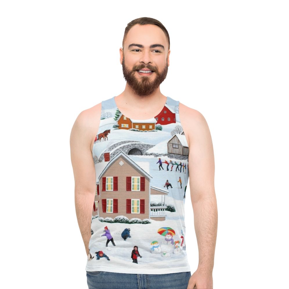 Unisex winter tank top with holiday and seasonal design