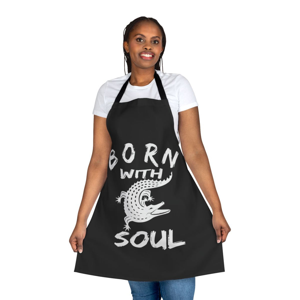 Apron featuring an alligator design for a unique cooking experience
