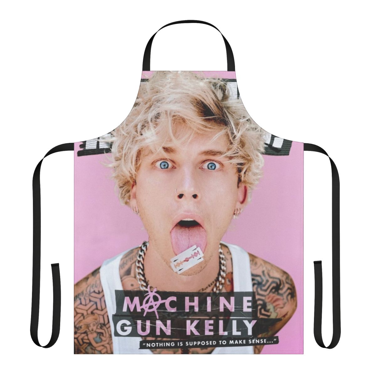 Crazy Face Blonde Man Apron Featuring Unofficial Machine Gun Kelly Imagery