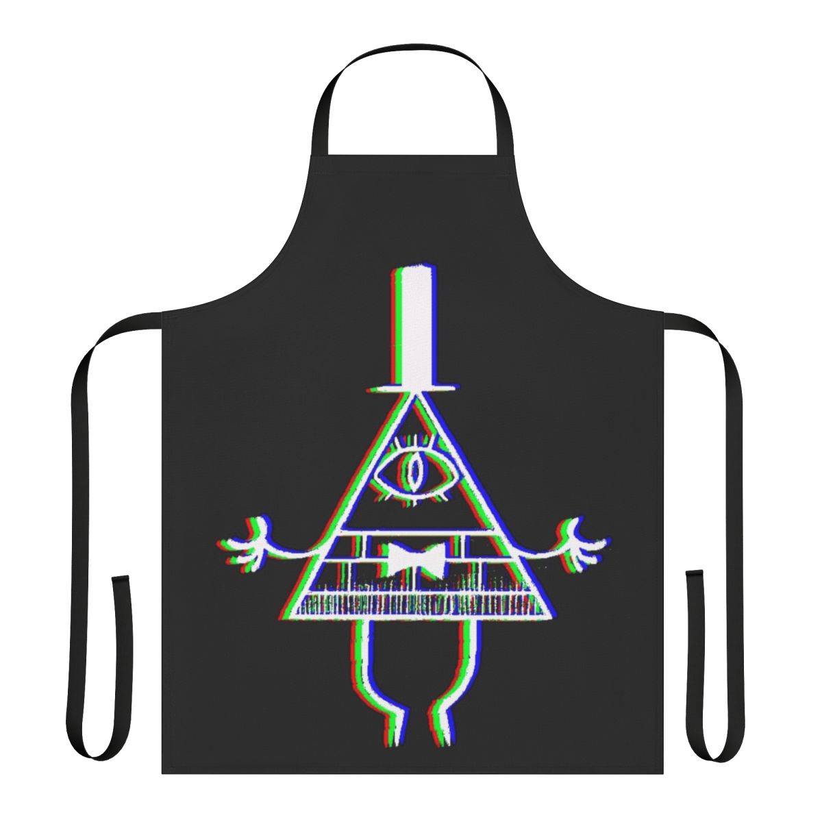 Anaglyph apron featuring an eerie image of Bill Cipher, the dream demon from the TV show Gravity Falls