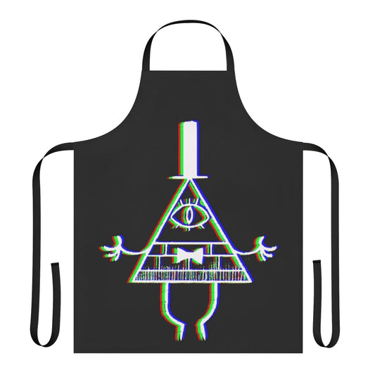 Anaglyph apron featuring an eerie image of Bill Cipher, the dream demon from the TV show Gravity Falls