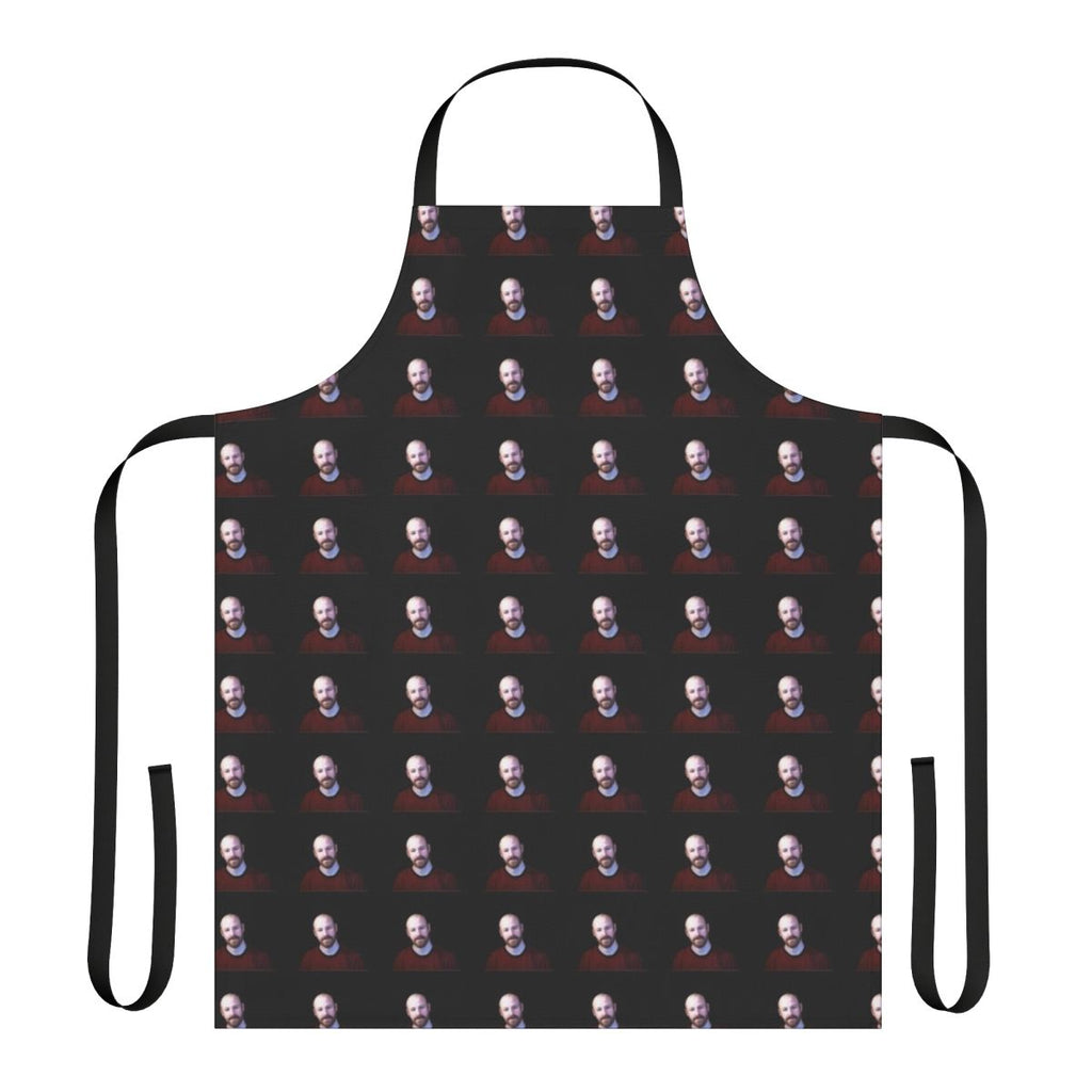 A dark and eerie apron with a haunting design, perfect for horror fans and Halloween enthusiasts.