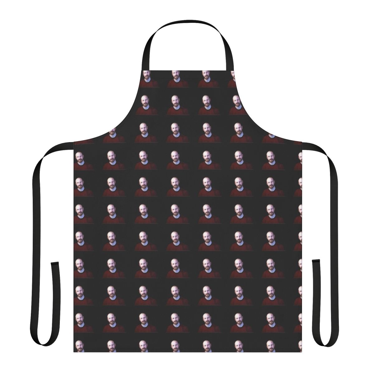 A dark and eerie apron with a haunting design, perfect for horror fans and Halloween enthusiasts.