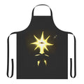 A creepy apron featuring unsettling cryptid character artwork