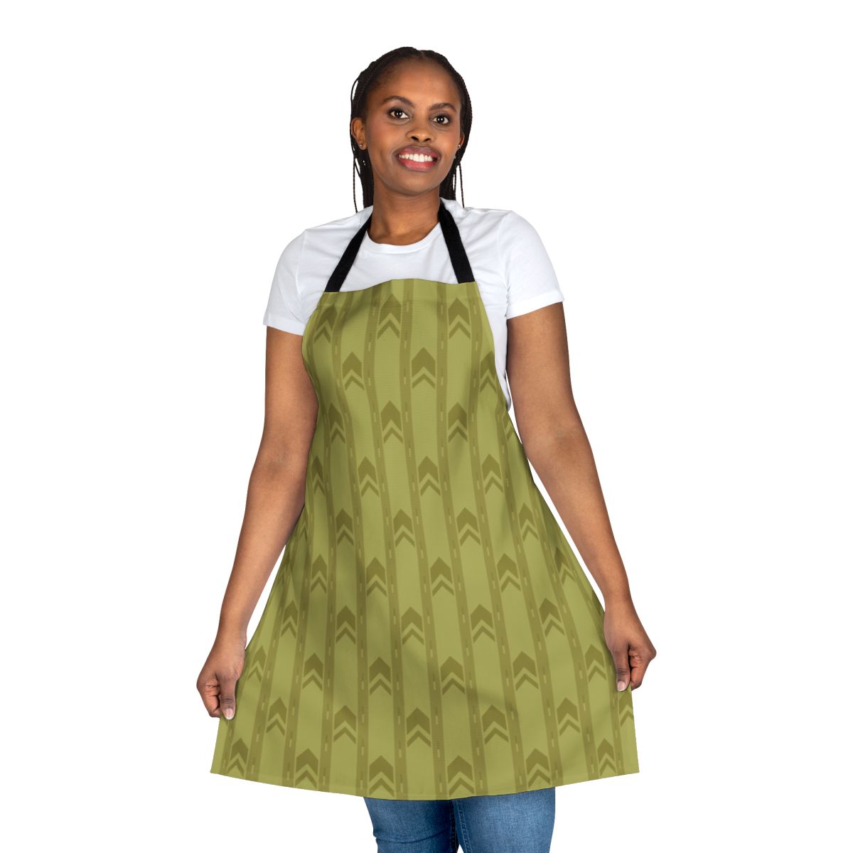 Apron featuring a creepy, liminal space-inspired wallpaper design from the Backrooms internet meme.