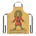 An apron featuring unsettling illustrations from a creepy children's book anthology.