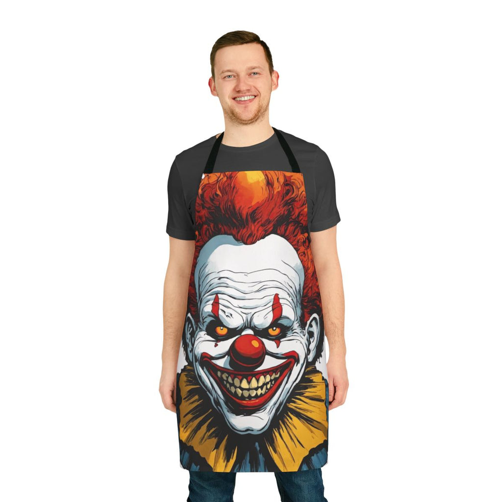 Vintage-style scary clown apron for horror and Halloween enthusiasts