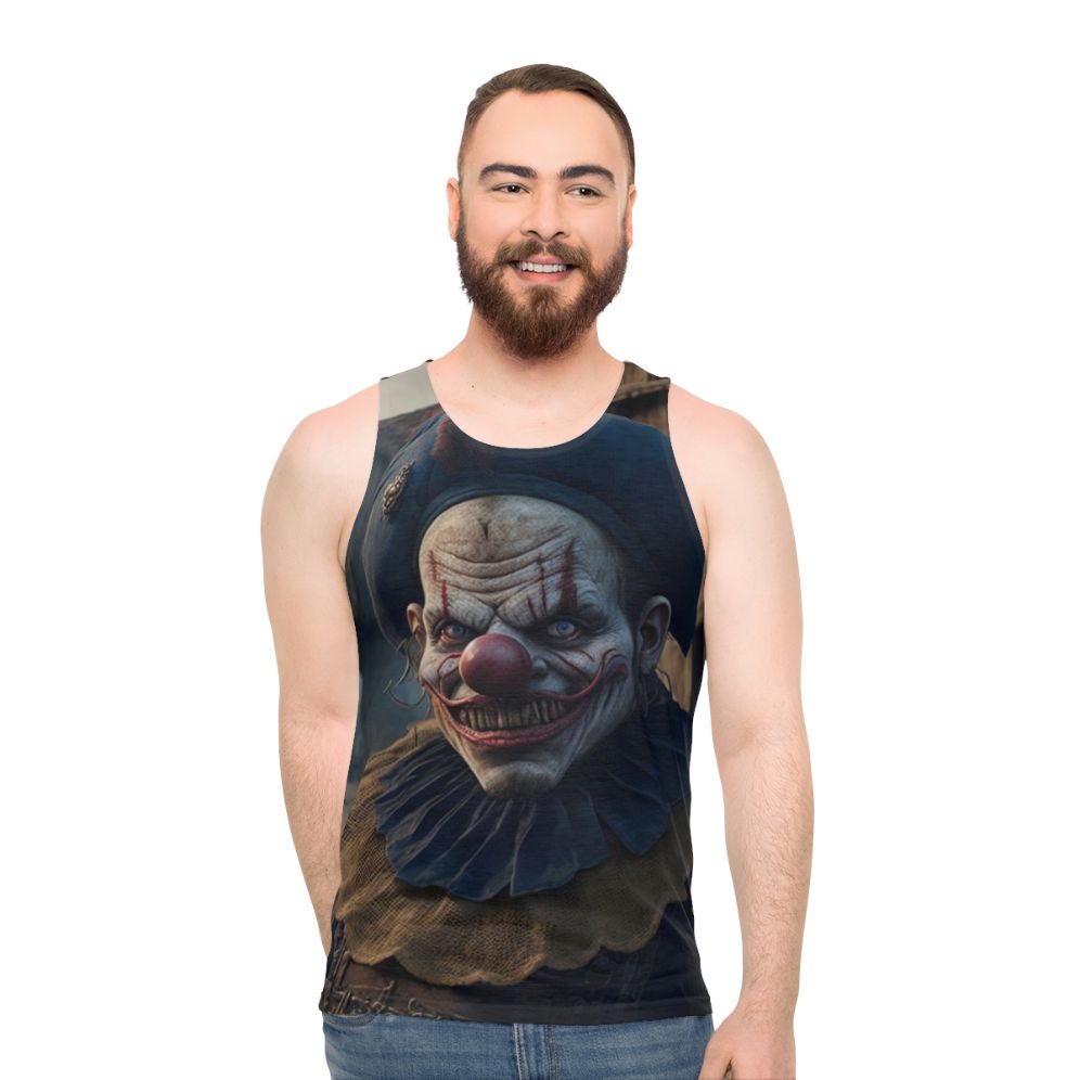 Creepy clown unisex tank top