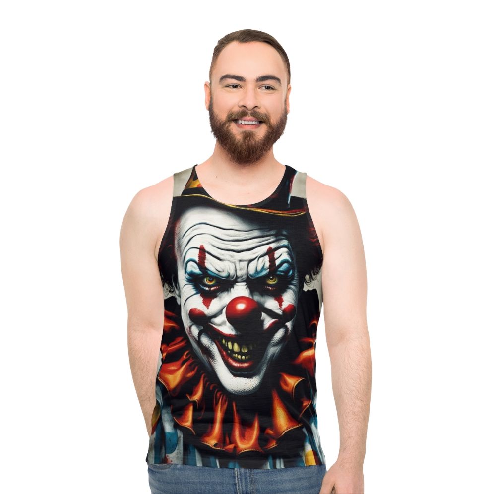 Creepy clown unisex tank top