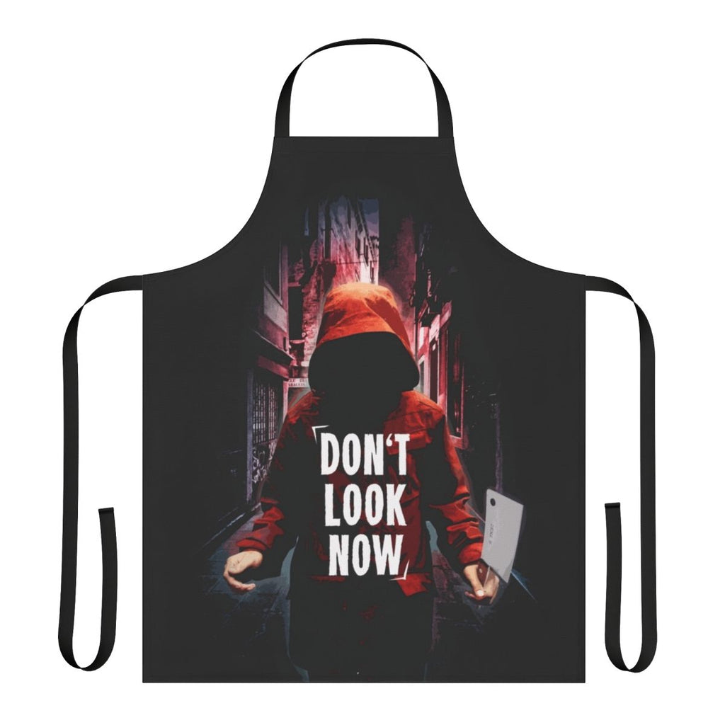Apron inspired by the classic horror film "Don't Look Now" featuring a dark, eerie design.