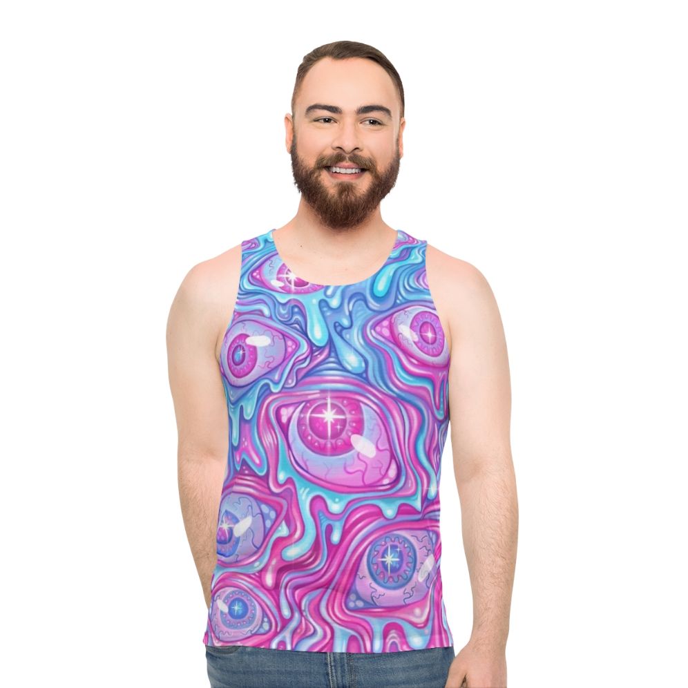 Creepy eyeball pattern unisex tank top