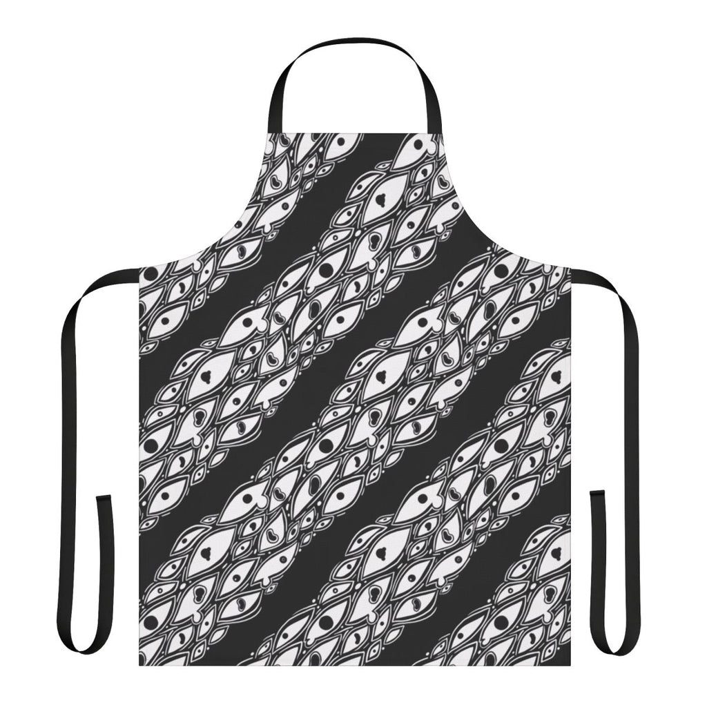 Apron with a creepy eyes pattern, perfect for adding a touch of horror to your cooking