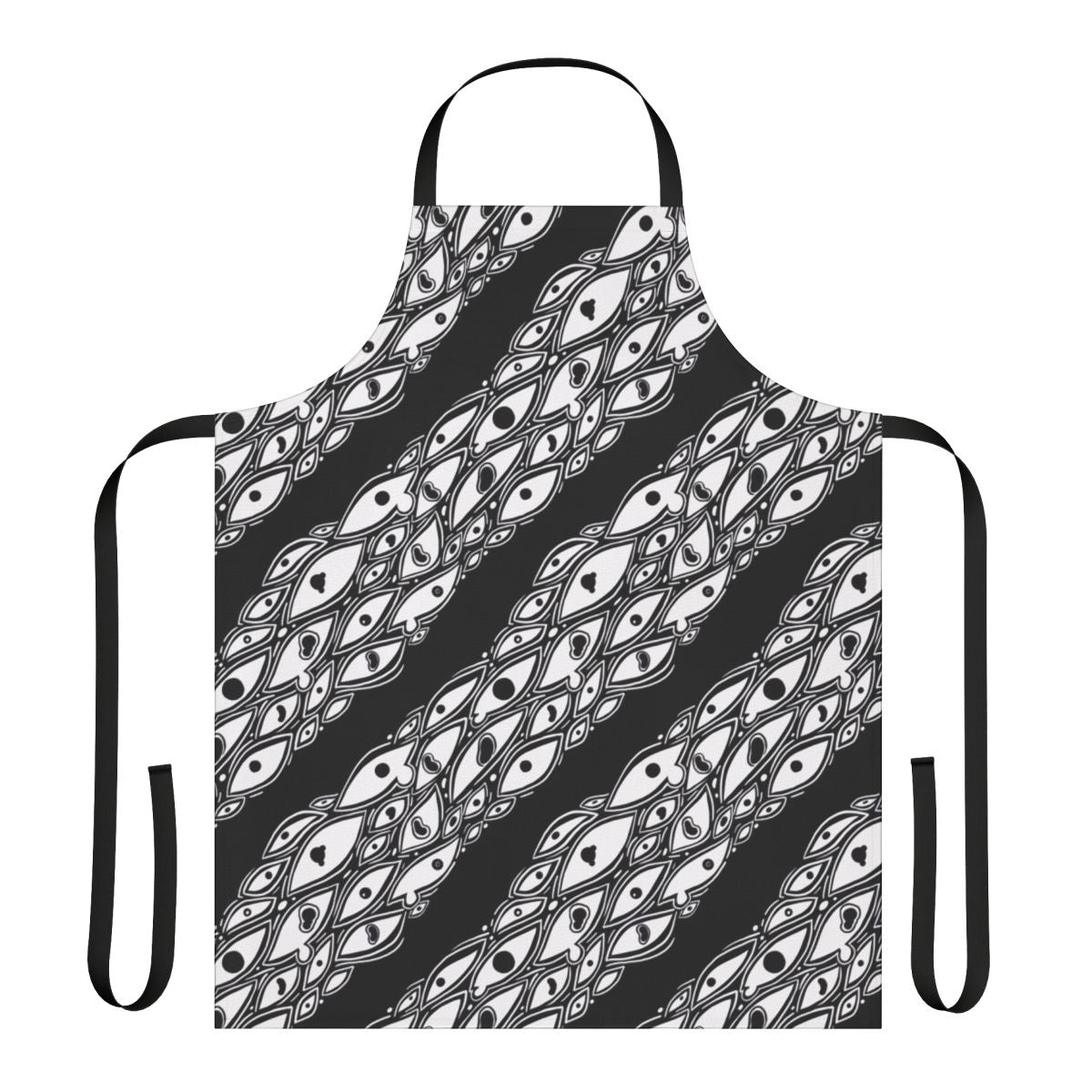 Apron with a creepy eyes pattern, perfect for adding a touch of horror to your cooking