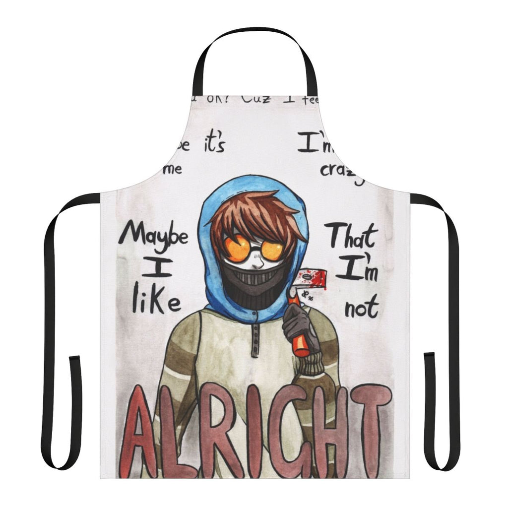 Creepy fan art of Ticci Toby character printed on an apron