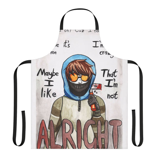 Creepy fan art of Ticci Toby character printed on an apron