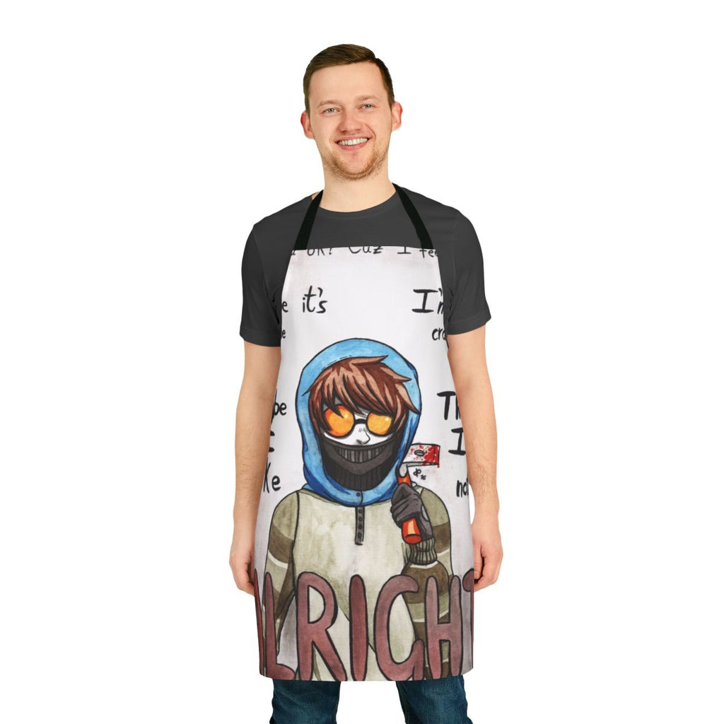 Creepy fan art of Ticci Toby character printed on an apron