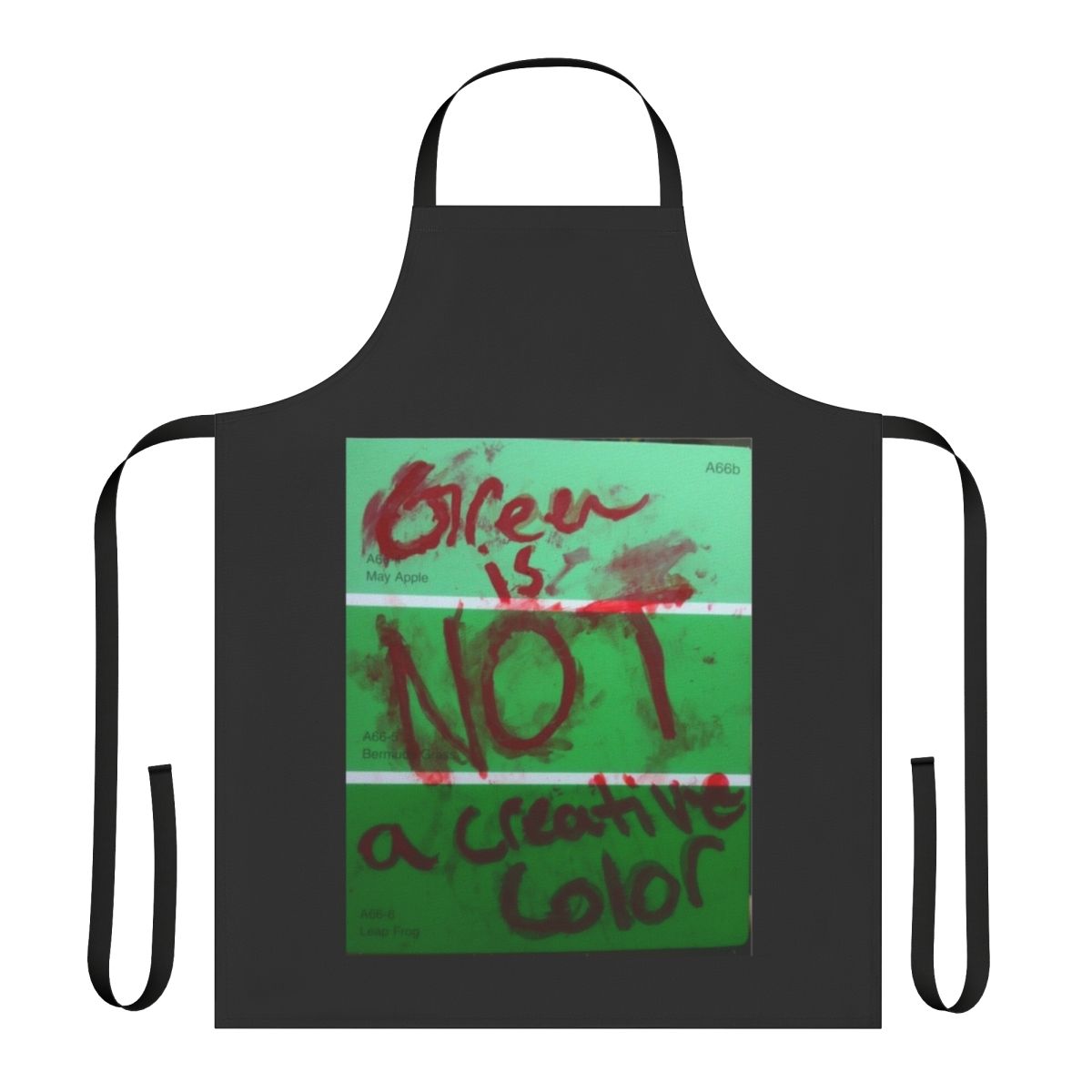 Creepy "Green Is Not a Creative Color" inspired apron with surreal, vintage and retro design