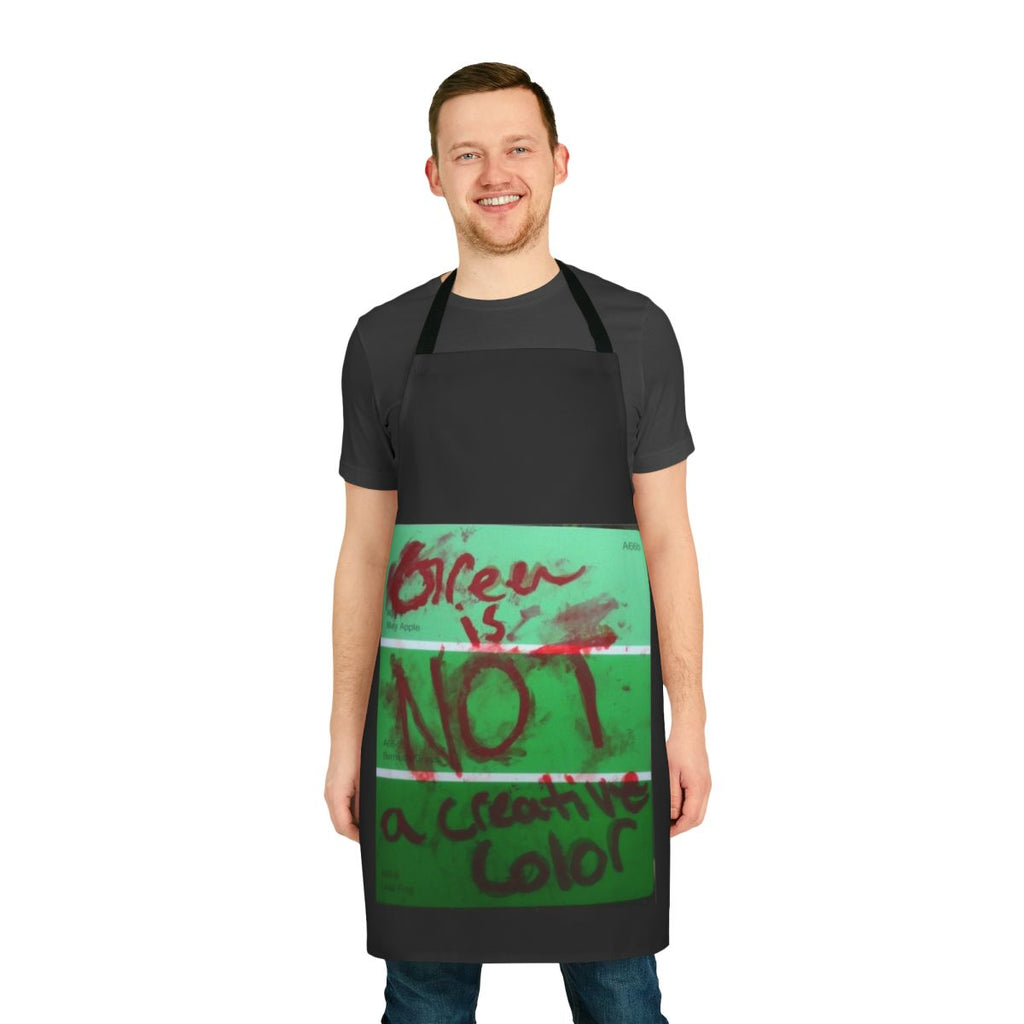 Creepy "Green Is Not a Creative Color" inspired apron with surreal, vintage and retro design