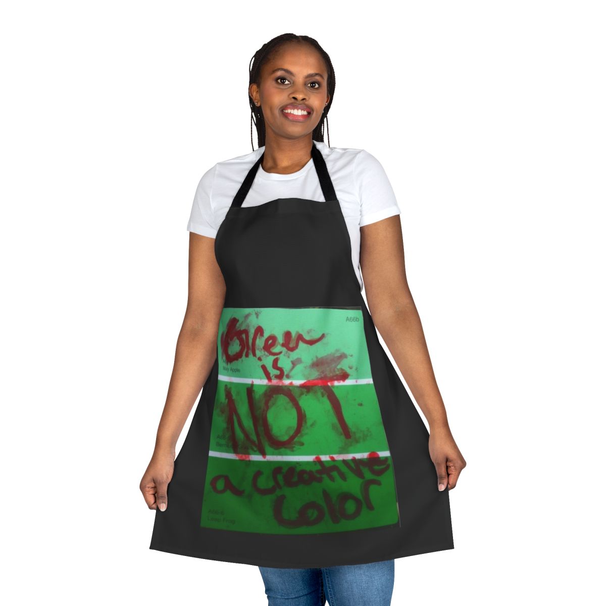 Creepy "Green Is Not a Creative Color" inspired apron with surreal, vintage and retro design