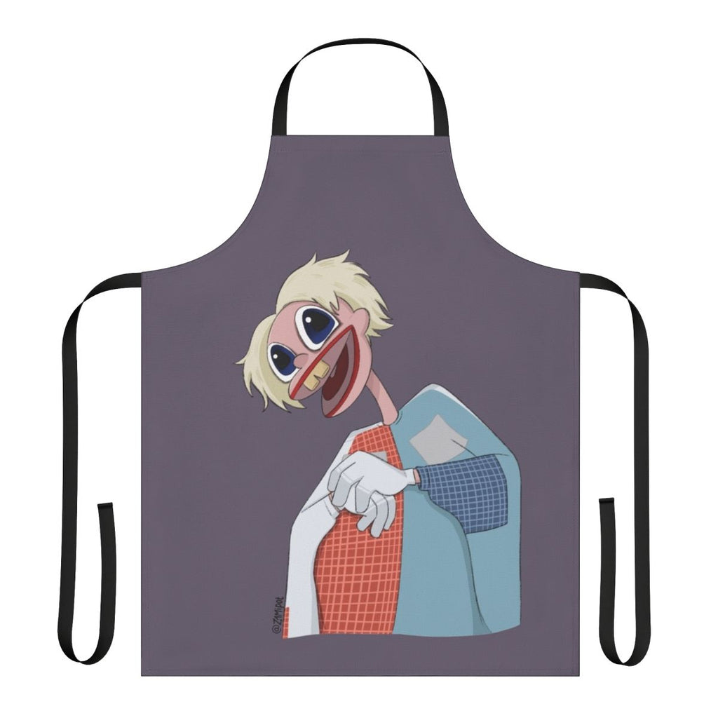 Creepy horror-themed kitchen apron featuring Ratafak Plachta fan art design