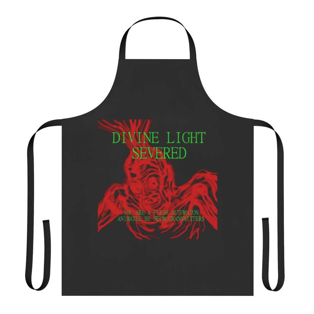 Creepy, surreal apron featuring divine light and horror imagery
