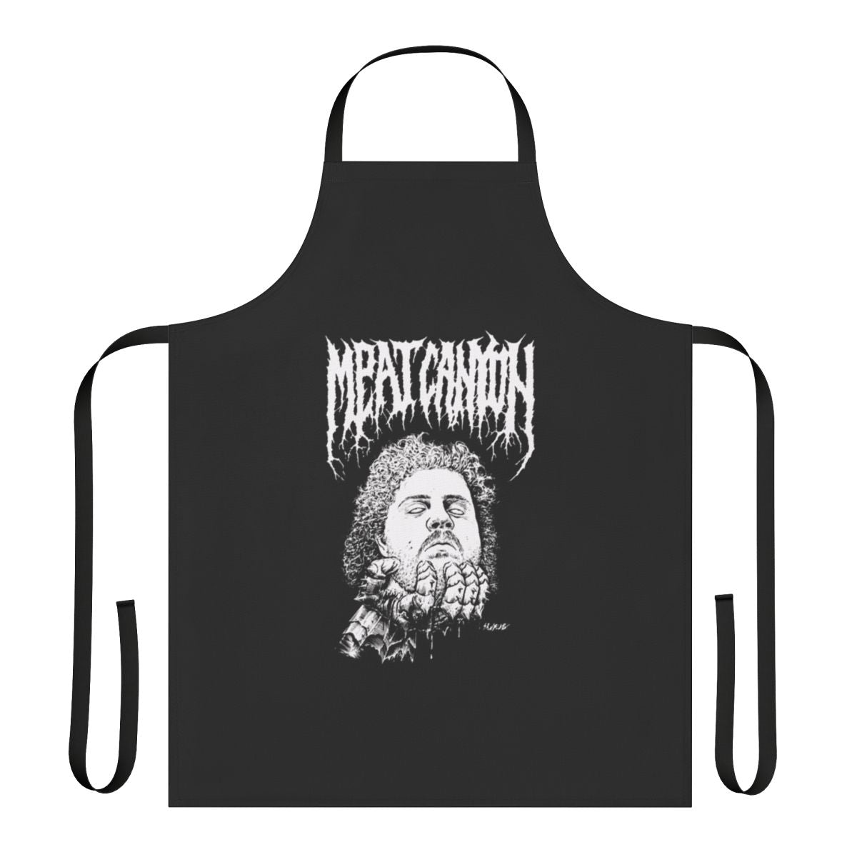 Meatcanyon-inspired apron featuring a creepy, nightmarish design