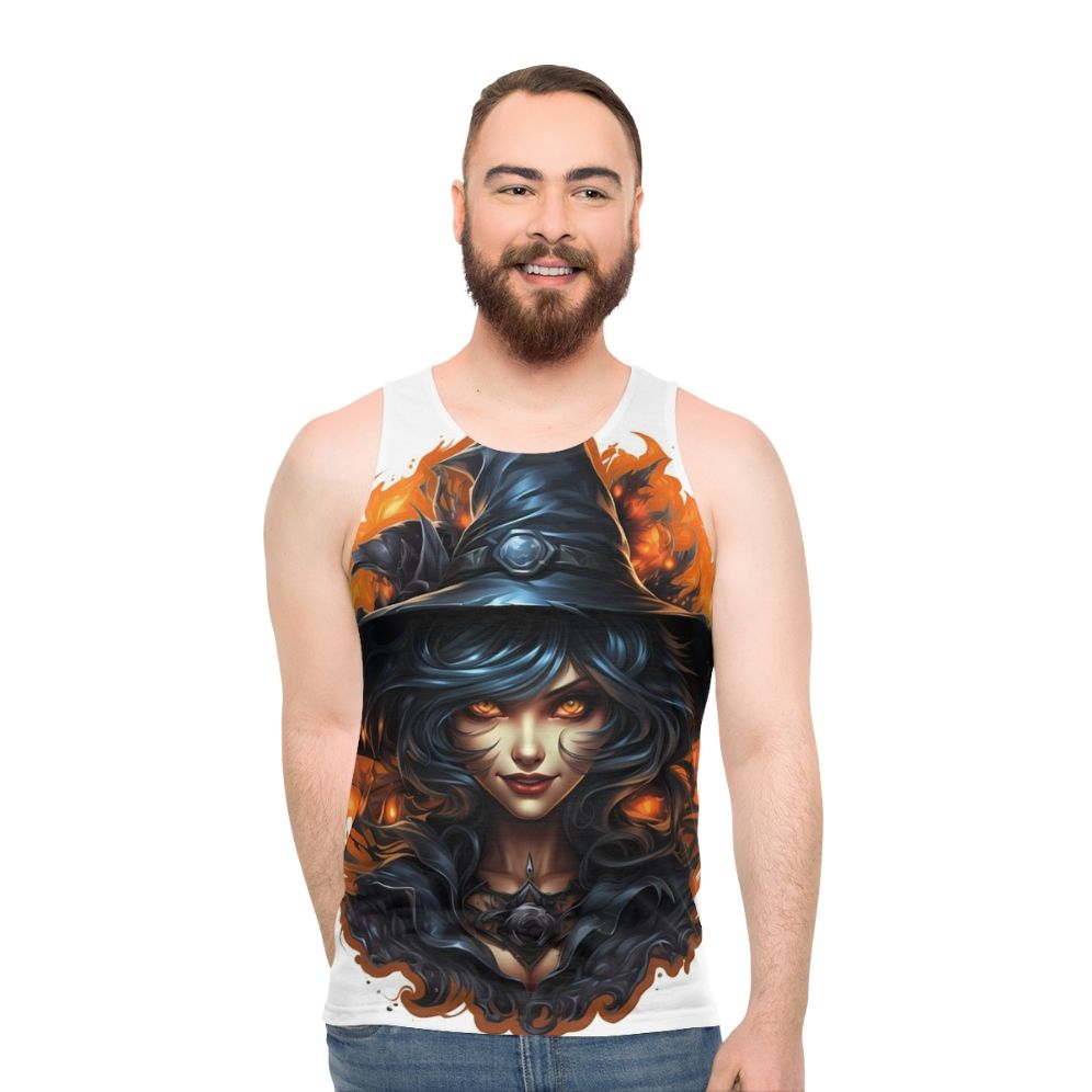 Creepy witch Halloween unisex tank top