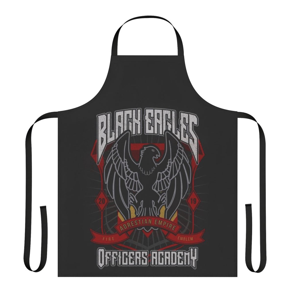 A stylish black apron with the crest of the Black Eagles House from the video game Fire Emblem: Three Houses.