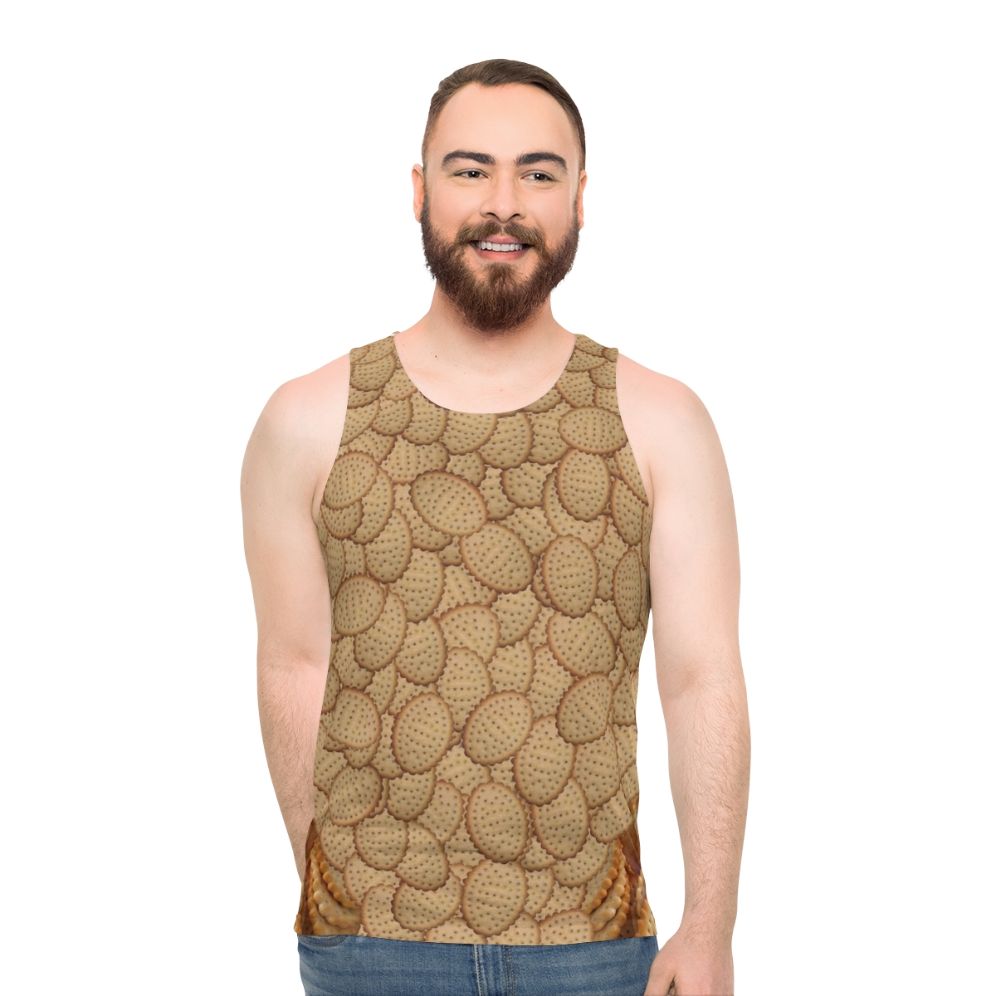 Chicken-themed unisex tank top with crimpy texture design