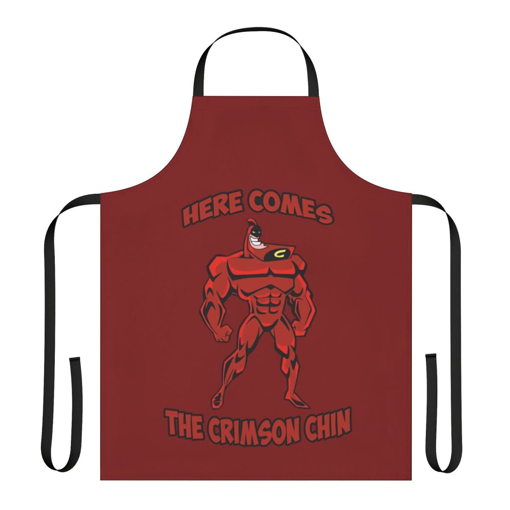 Crimson Chin-inspired funny apron with the iconic cleft chin design