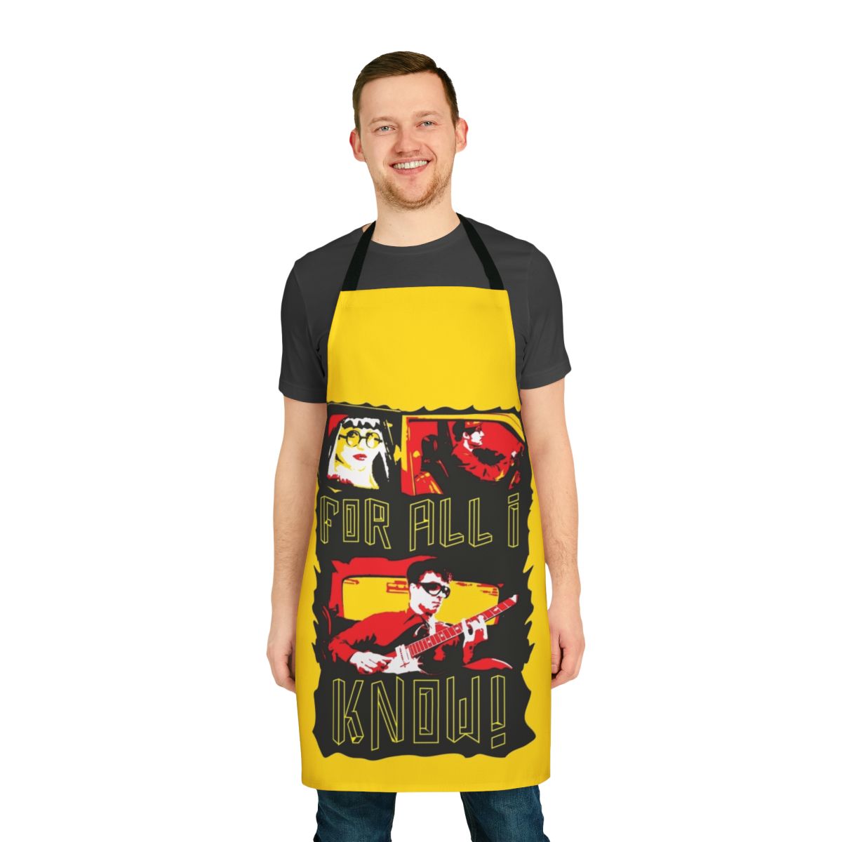 Crimson Told You So Inspired Apron with band and comic graphic